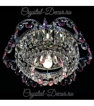 Люстра хрустальная Ромашка 1 лампа розовая